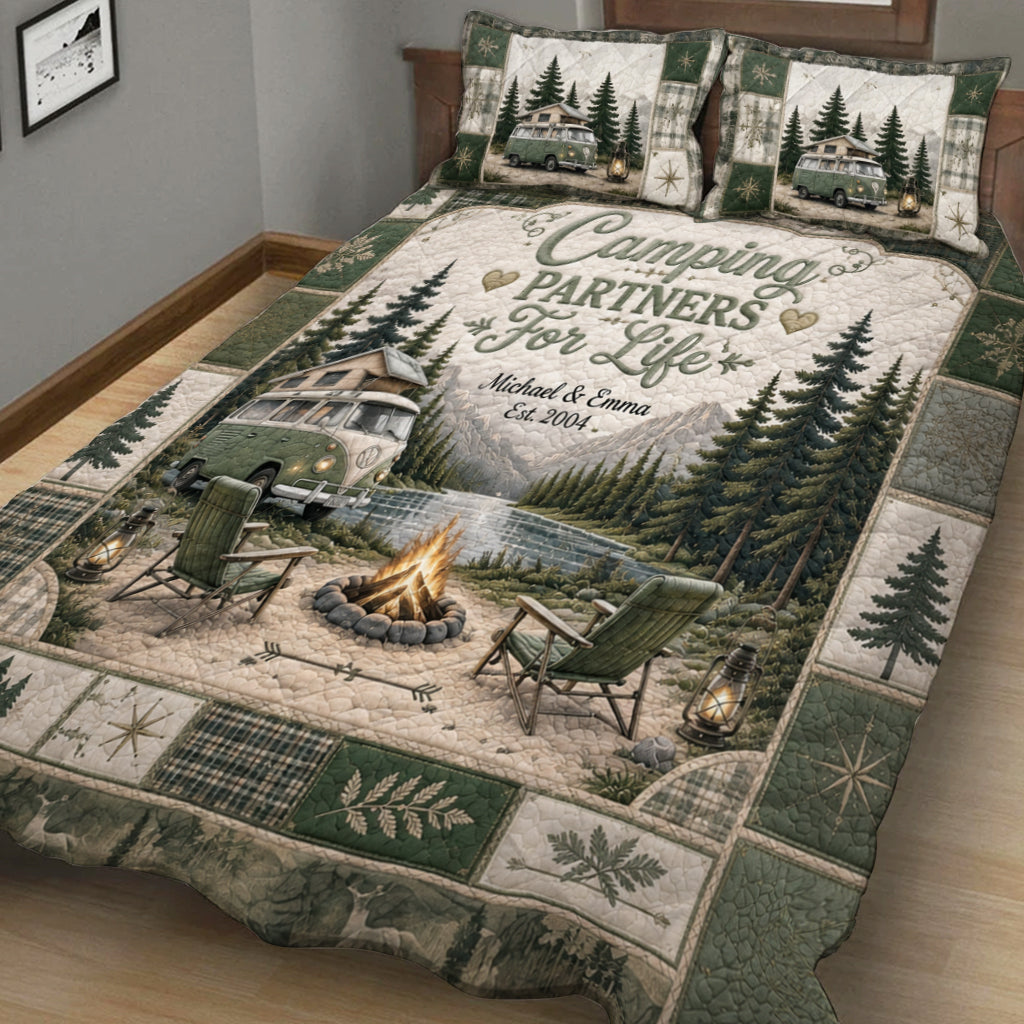 Camping Partners For Life - Personalized Camping Quilt Set