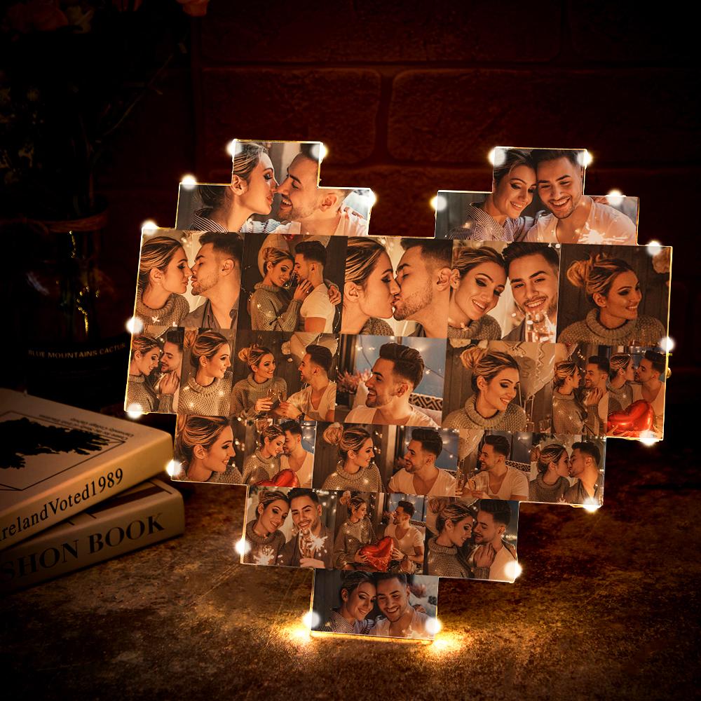 Custom Heart Photo Lamp - Personalized Couple Lamp
