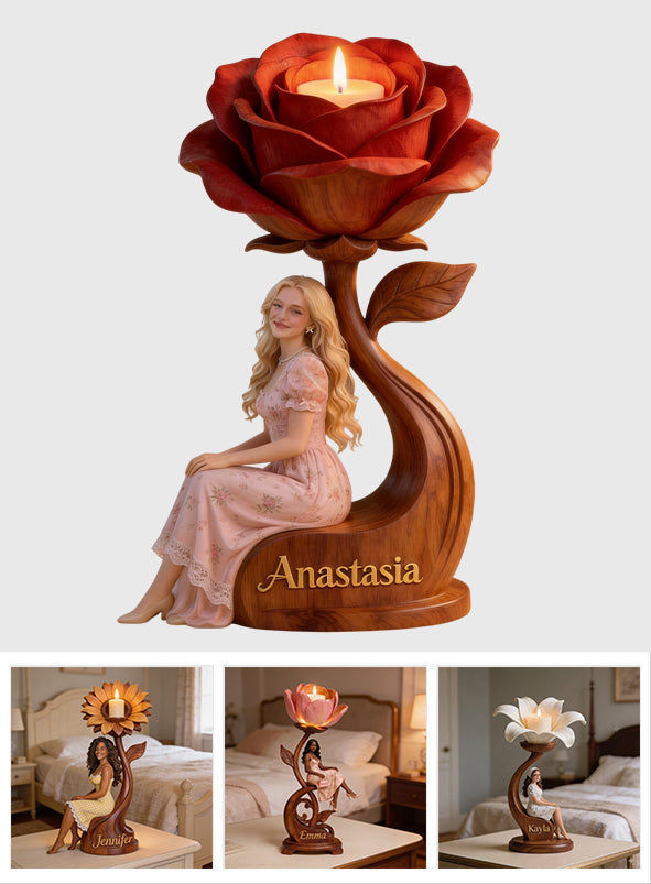 Light Yourself With Love - Personalized Self Love Custom Shape Wooden Candle Holder