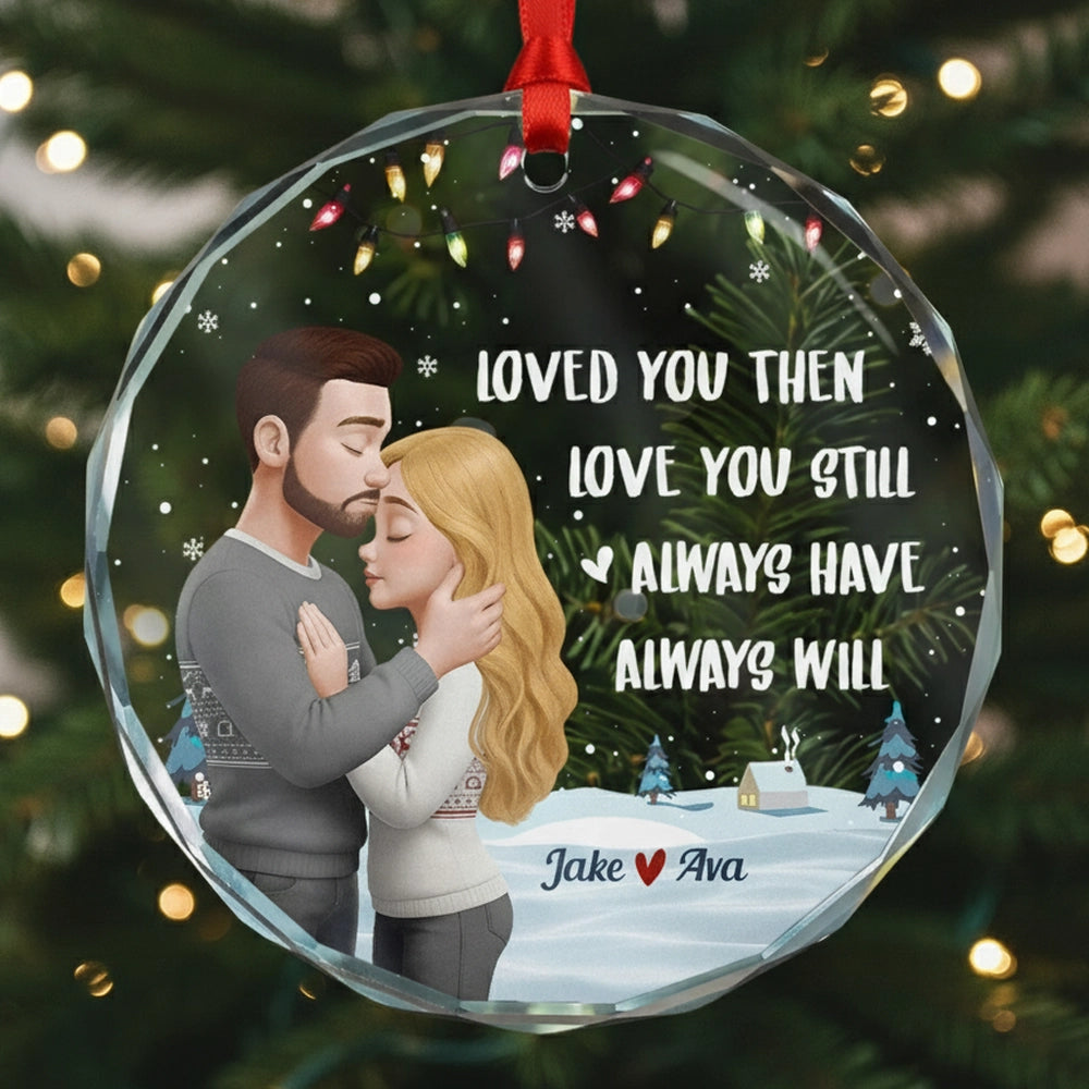 Crystal Ornament with Hugging Couple Design | Clear Printing & Premium Finish, Romantic Gift for Lovers