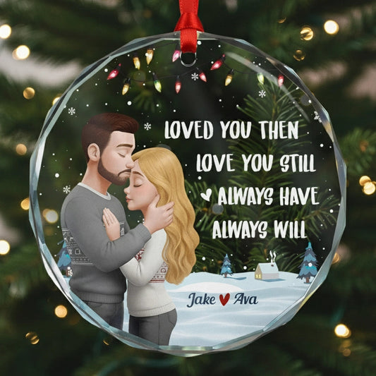 Crystal Ornament with Hugging Couple Design | Clear Printing & Premium Finish, Romantic Gift for Lovers