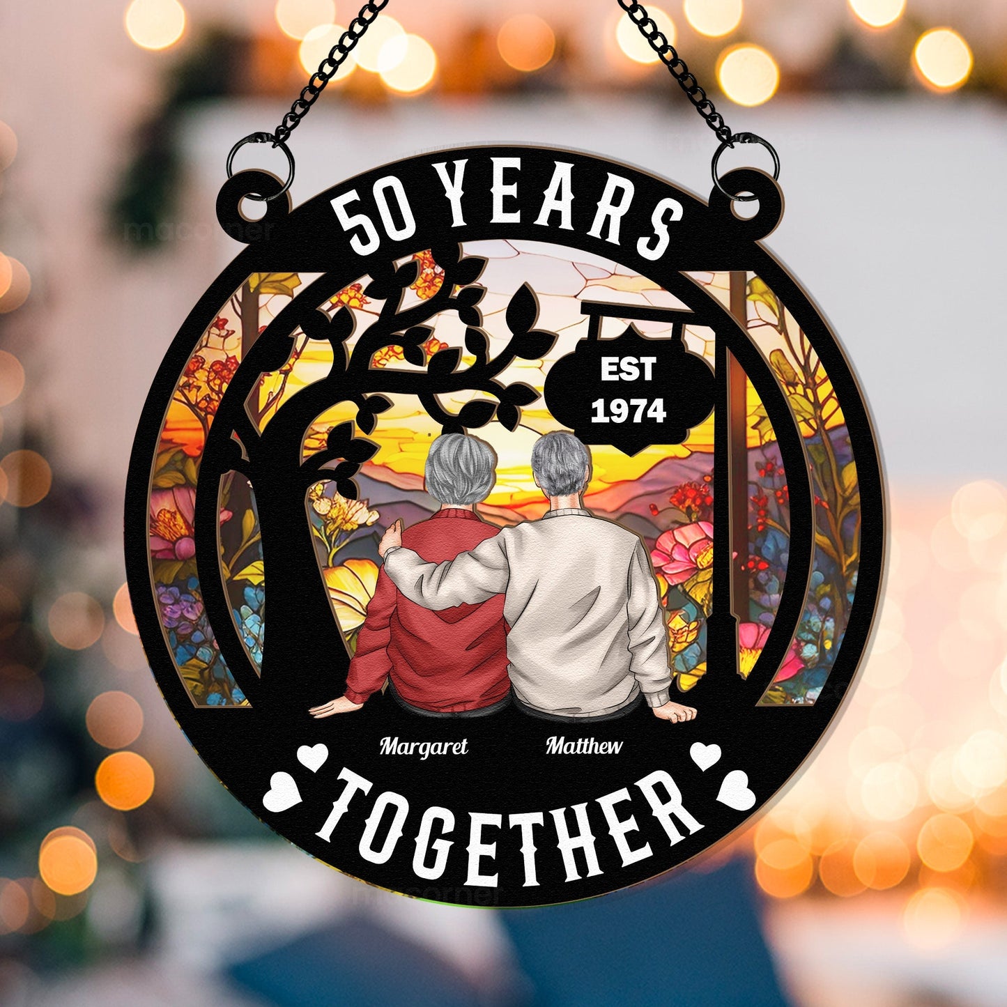 Together Always – Custom Wood and Acrylic Layered Ornament for Couples, Romantic Gift to Celebrate Lifelong Love