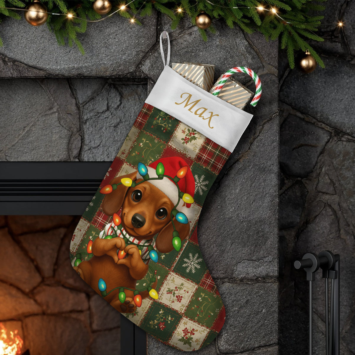 Cute Dog - Personalized Dog Christmas Stockings