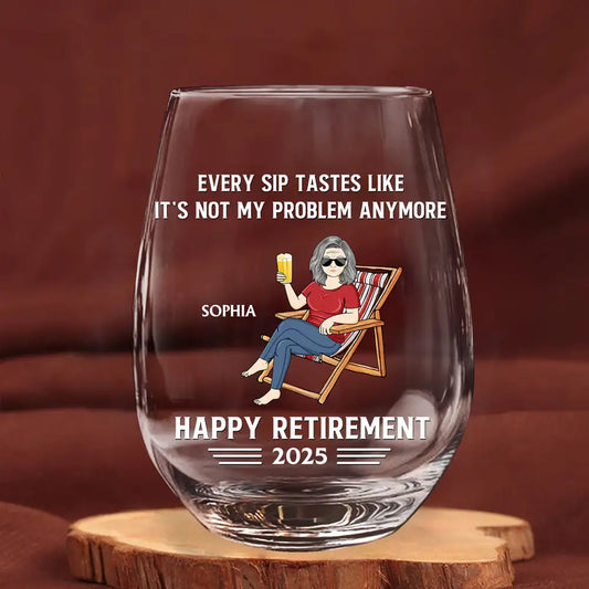 Personalized Retirement Wine Glass – Custom Gift for Retirees