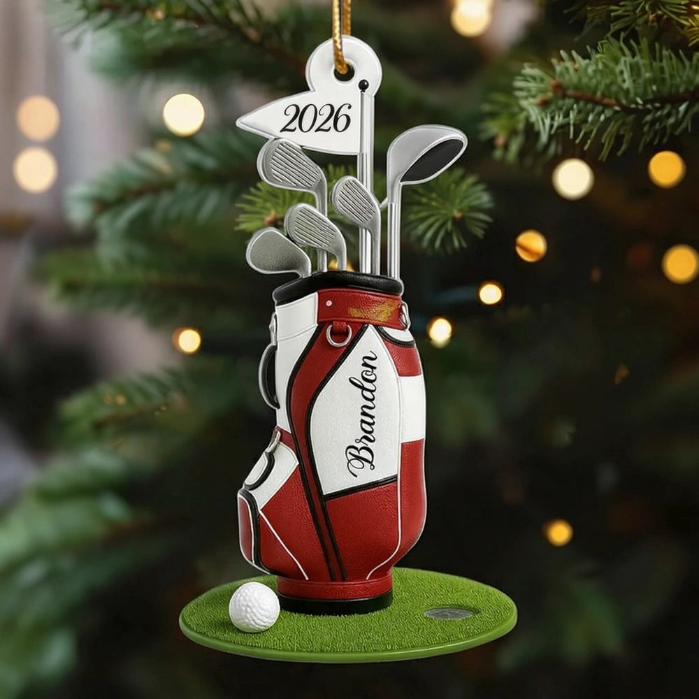 Personalized Acrylic Ornament Golf Bag Design for Christmas Tree Decor, Unique Custom Gift for Golf Lovers