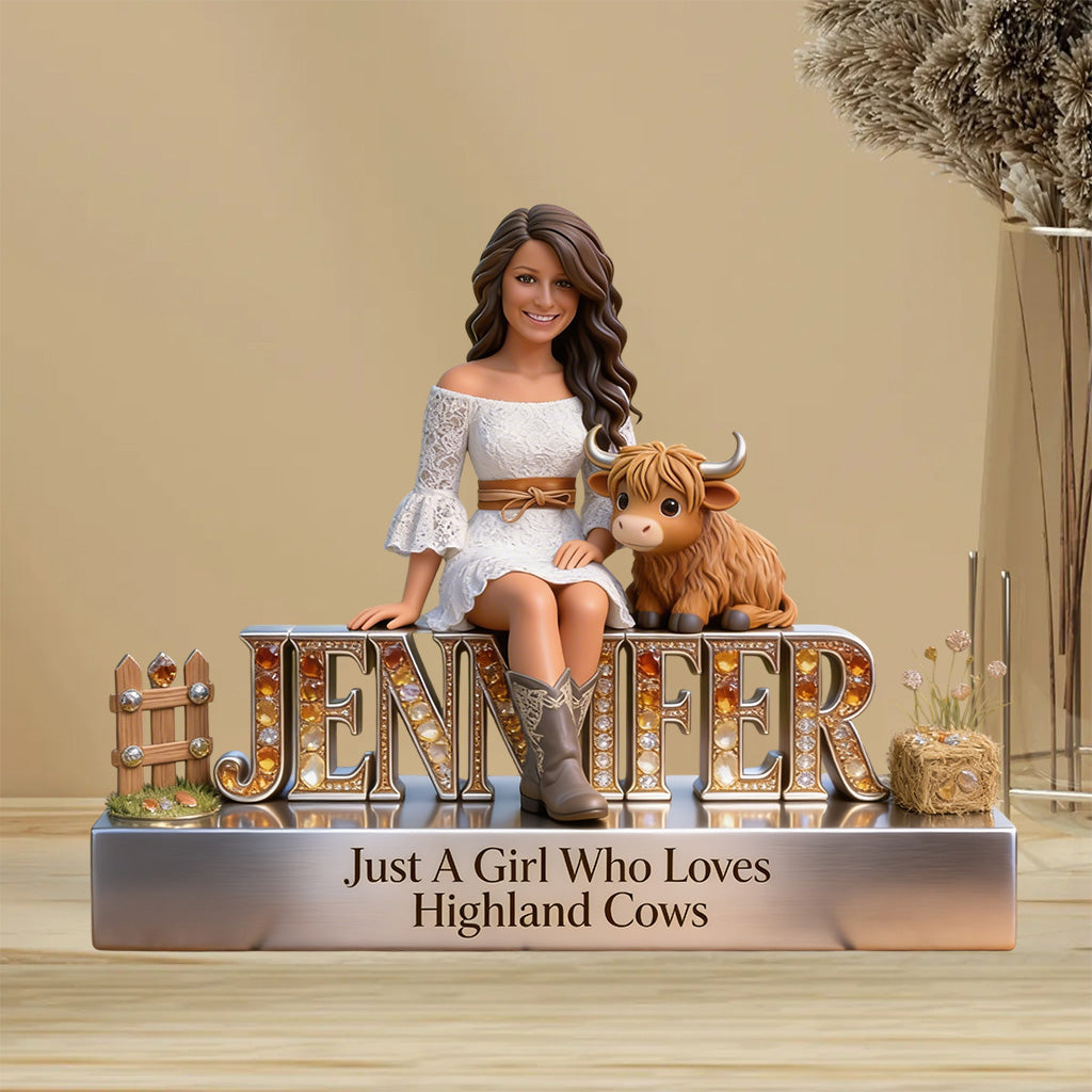 Just A Girl Who Loves Highland Cows - Personalized Highland Cow Custom Shaped Acrylic Plaque