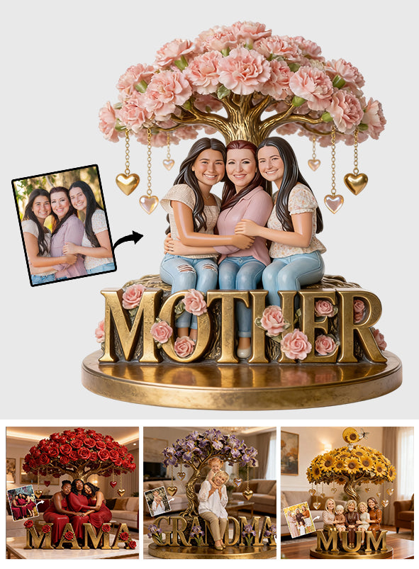 Custom Any Photo Birth Flower Gift For Mom, Grandma - Personalized Mother Custom Shaped Acrylic Plaque