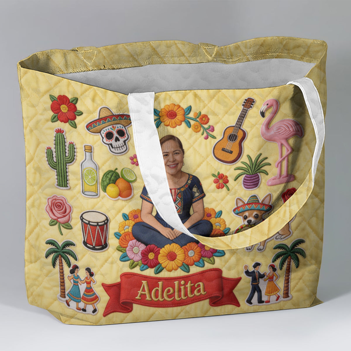 Latina Women, Mexican Vibe - Personalized Latina Women Quilted Tote Bag