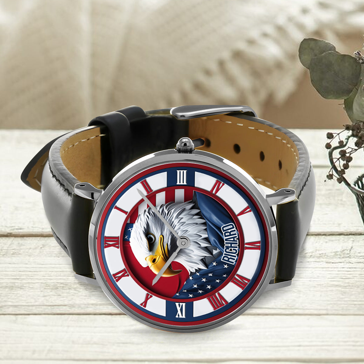 Home Of The Free - Personalized Bald Eagle Hand Watch