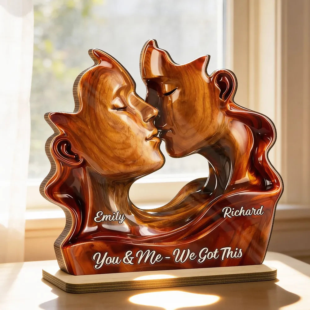 You & Me We Got This Personalized 2-Layer Wooden Plaque, Romantic Couple Keepsake for Anniversary or Valentine's Day Gift