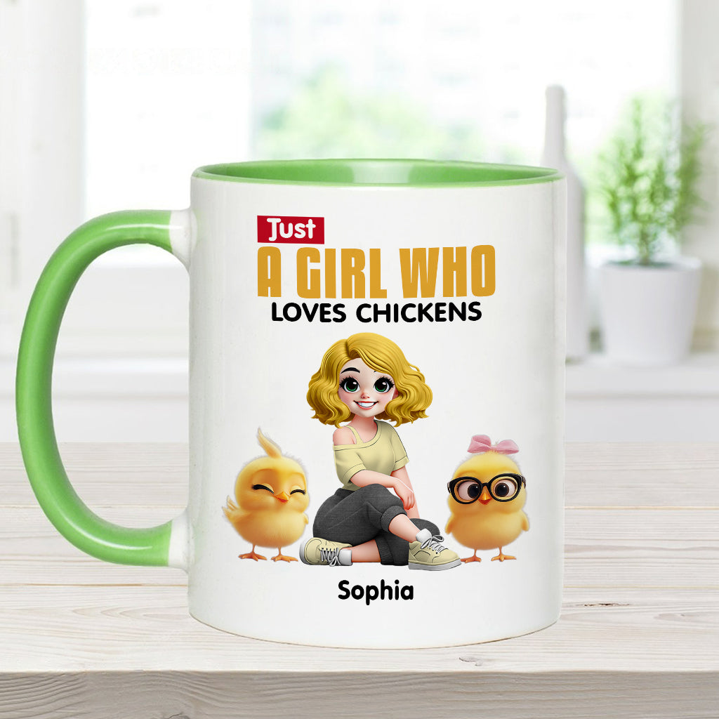 Just A Girl Who Loves Chickens - Personalized Chicken Accent Mug