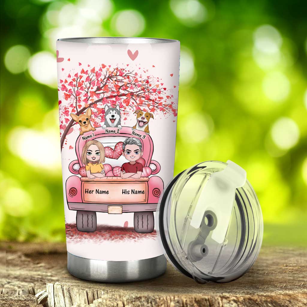You Me And The Dog - Personalized Couple Tumbler