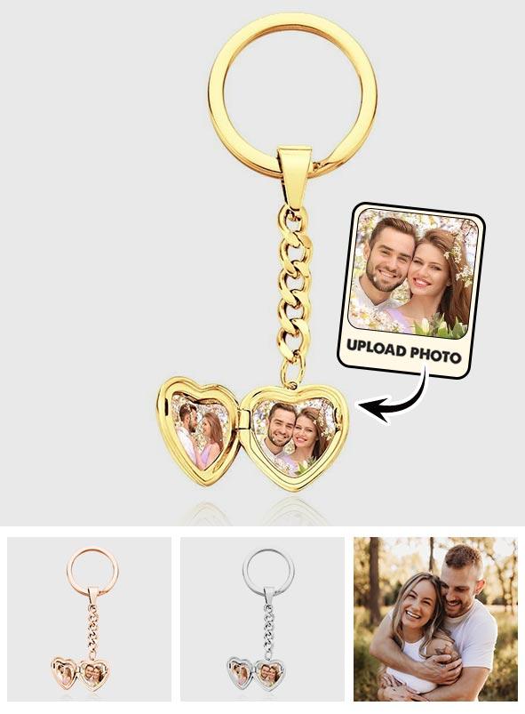 Heart Locket - Personalized Couple Heart Shape Locket Keychain