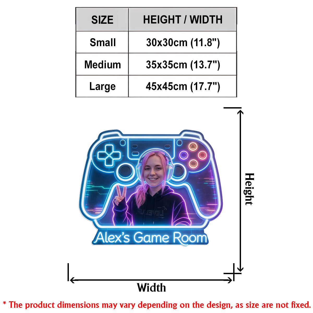 Gamer Room Decoration - Personalized Video Game LED Light Acrylic Sign