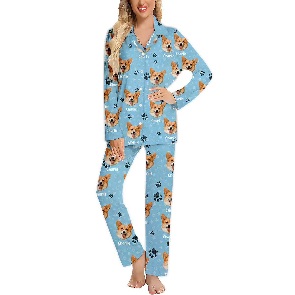 Custom Photo Pet Blanket - Gift for cat lovers, dog lover, cat lover - Personalized Button Down Pajamas