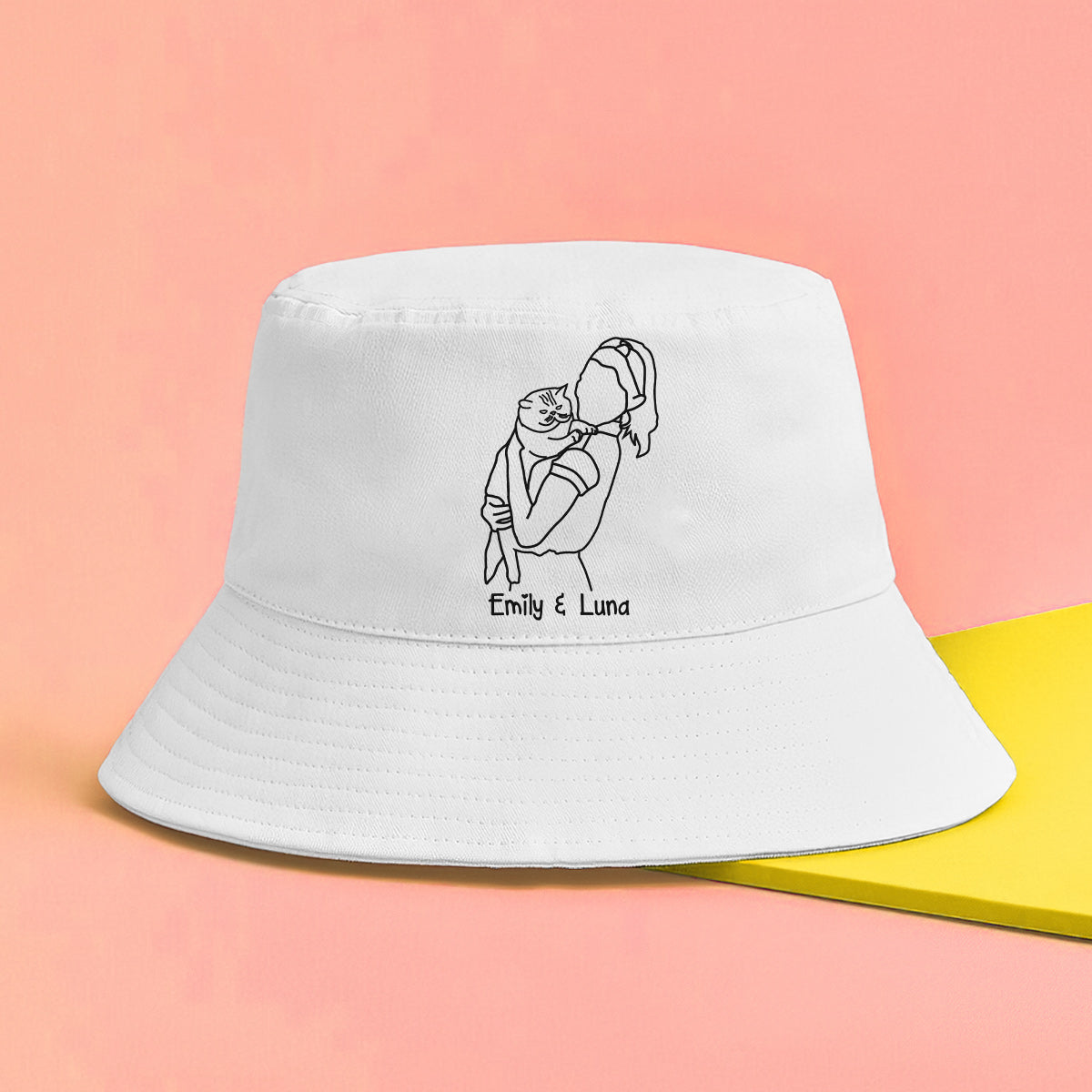 Custom Photo - Personalized Cat Embroidered Bucket Hat
