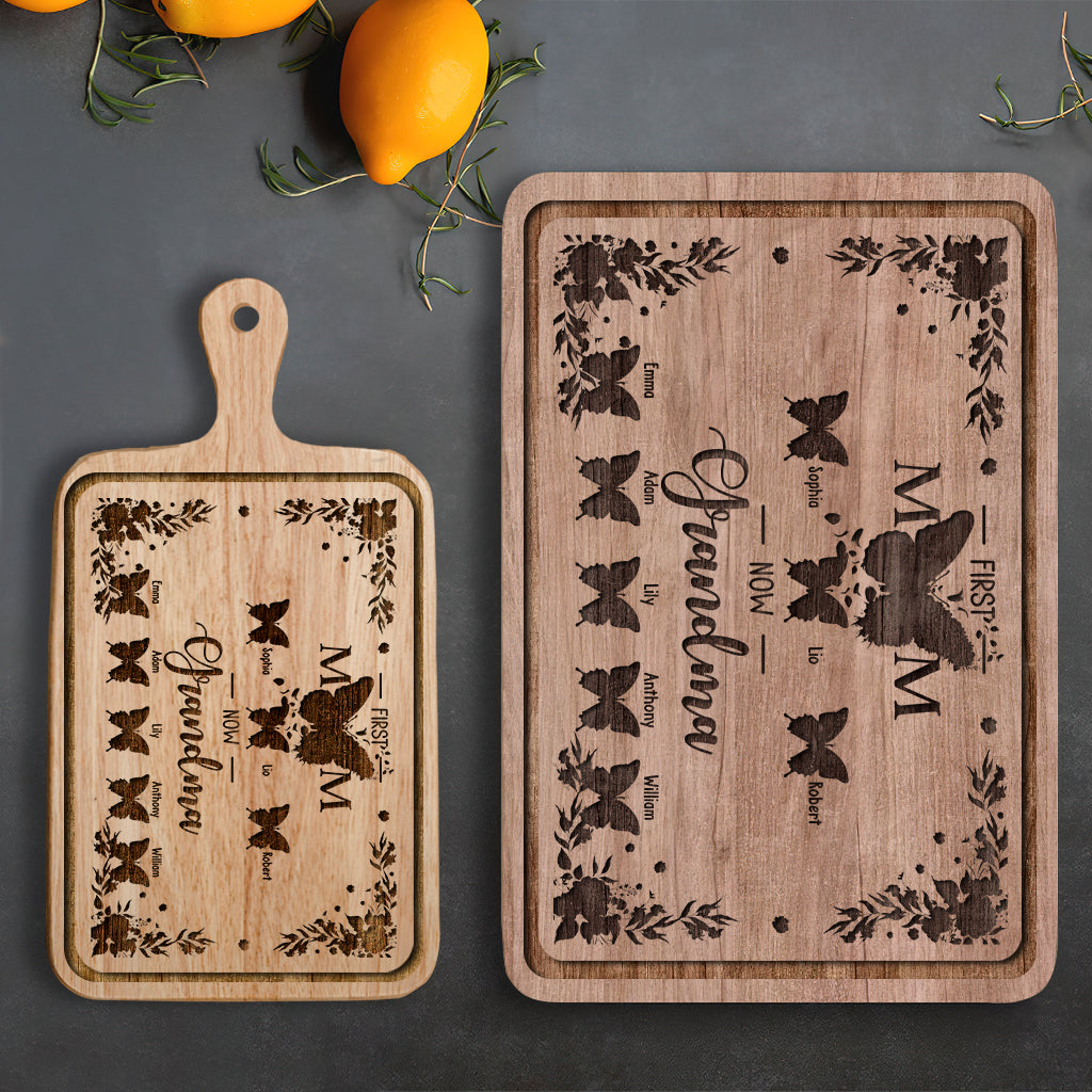 First Mom Now Grandma - Personalized Grandma Cutting Board