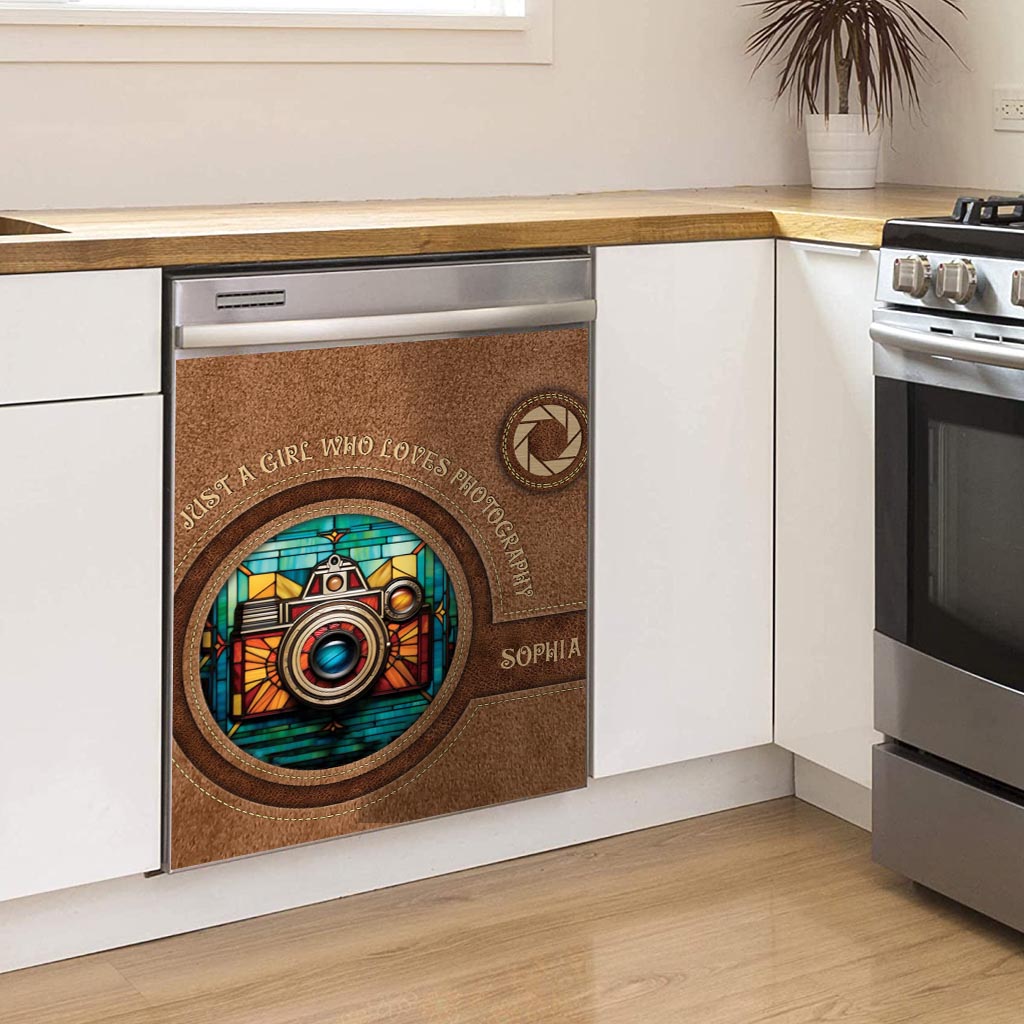 Just A Girl Who Loves Photography - Personalized Photography Dishwasher Cover