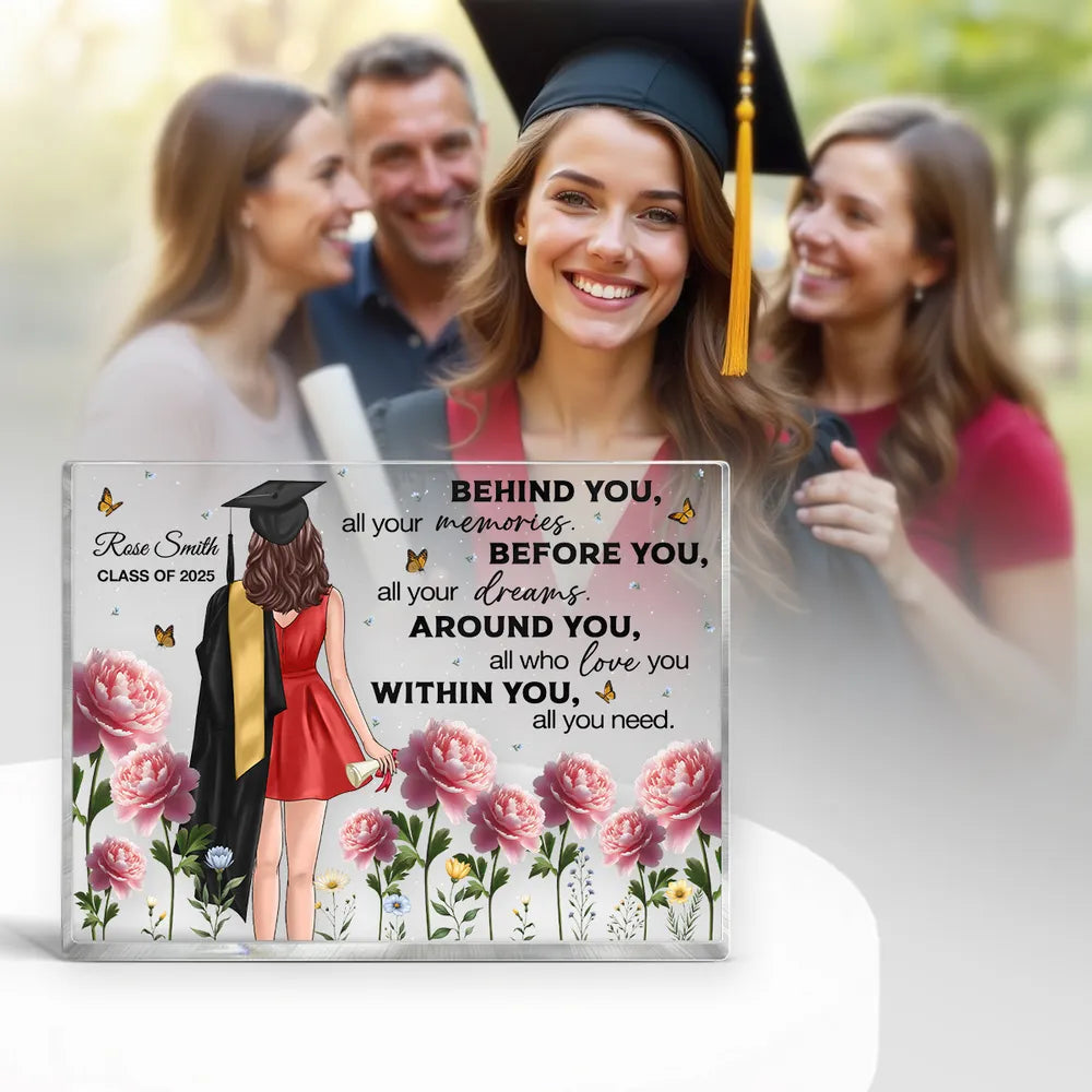 Floral Acrylic Graduation Keepsake for Class of 2025, Inspirational Gift for Her or Him