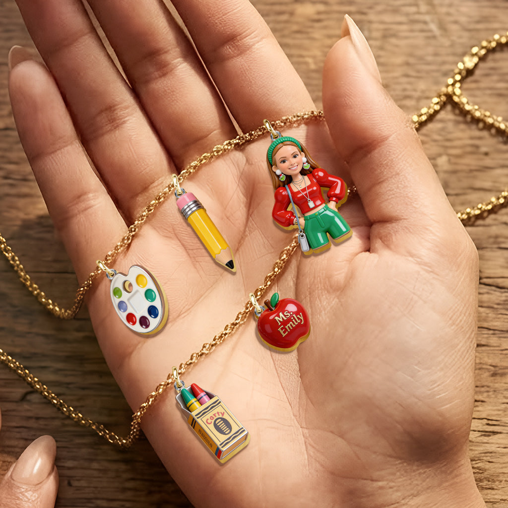 Best Teacher Ever - Personalized Teacher Metal Necklaces With Pendants