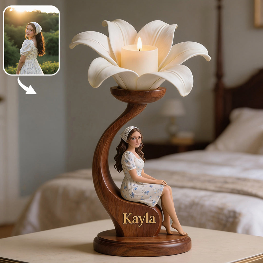 Light Yourself With Love - Personalized Self Love Custom Shape Wooden Candle Holder