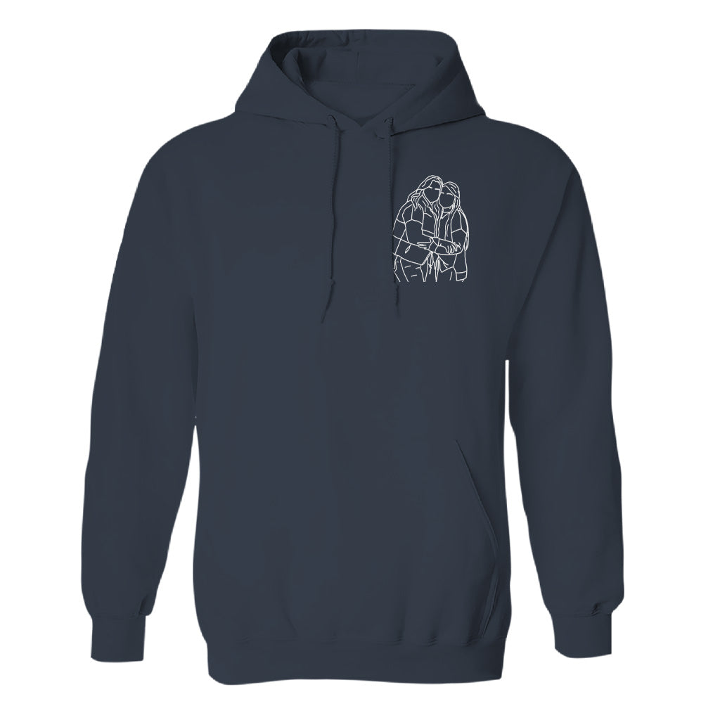 Custom Line Art - Personalized Bestie Embroidered Hoodie