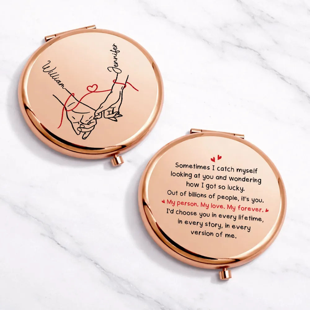 My Person My Love Quote Personalized Metal Compact Mirror Sweet On the Go Reminder Unique Romantic Gift for Couple