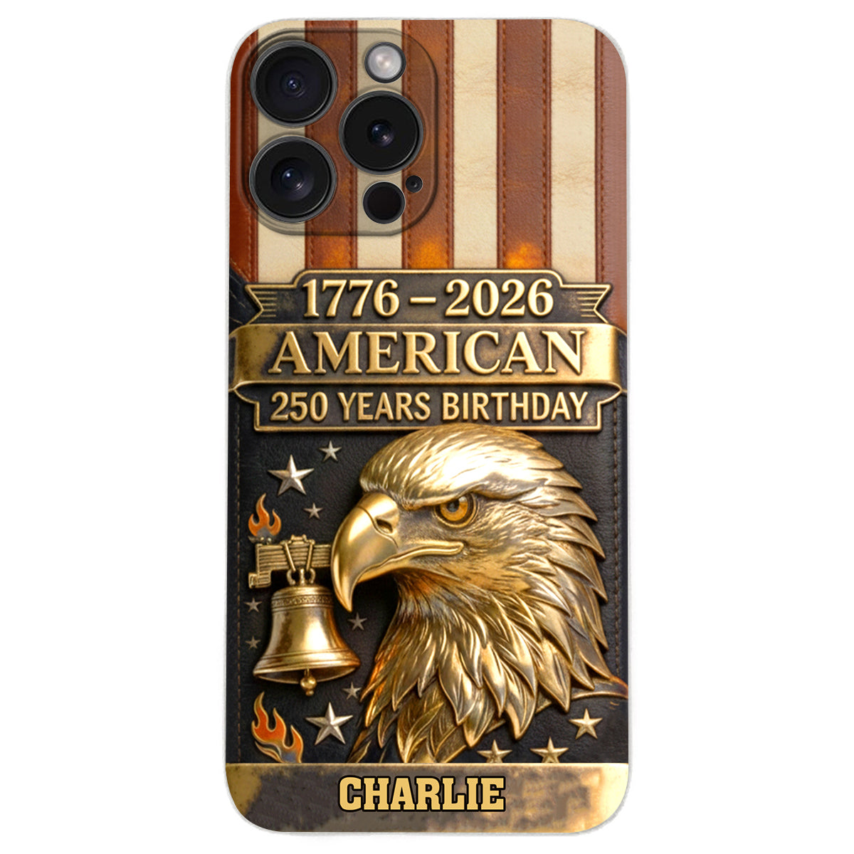 250th Anniversary - Personalized Bald Eagle Leather Phone Case