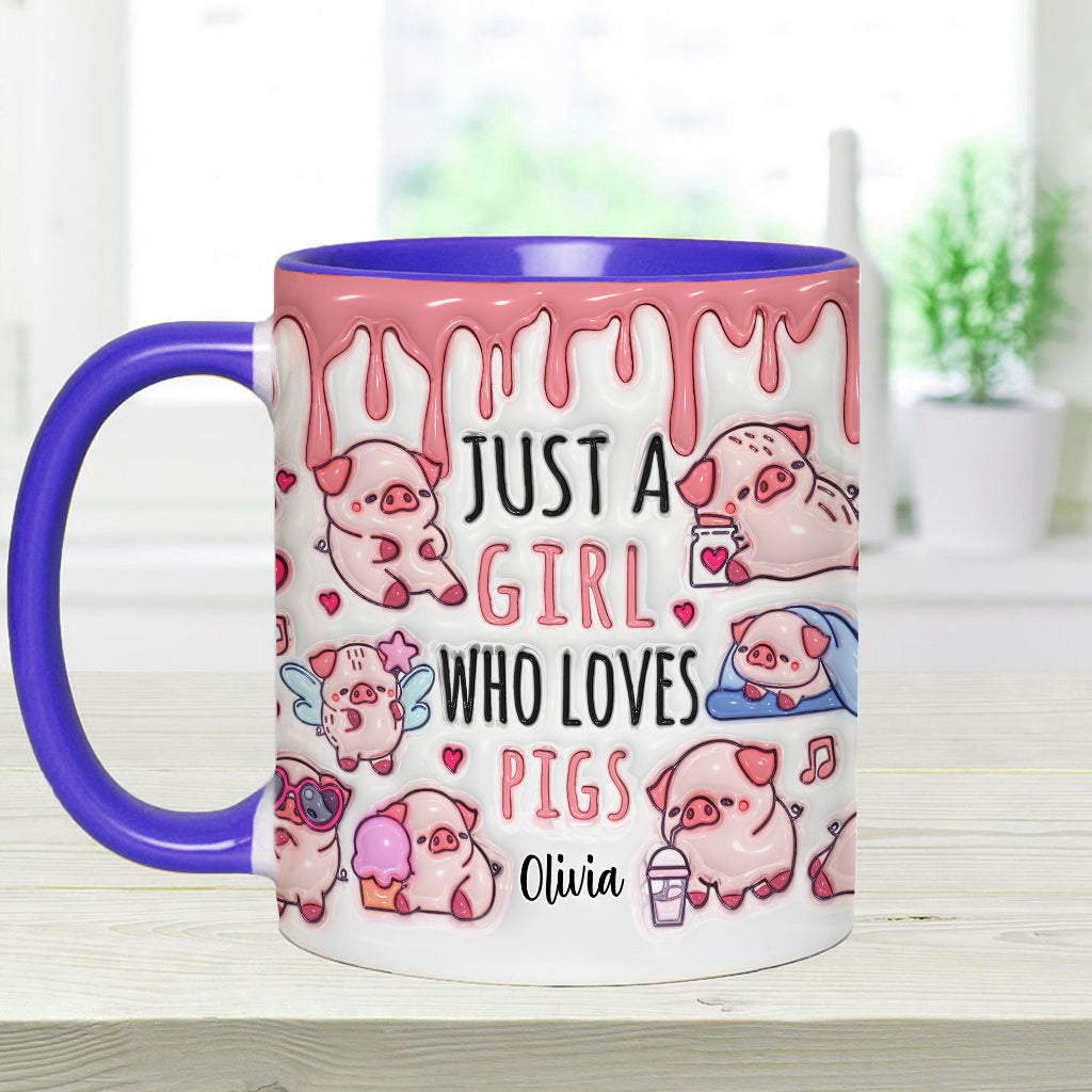 Just A Girl Who Loves Pigs - Personalized Pig Lover Accent Mug