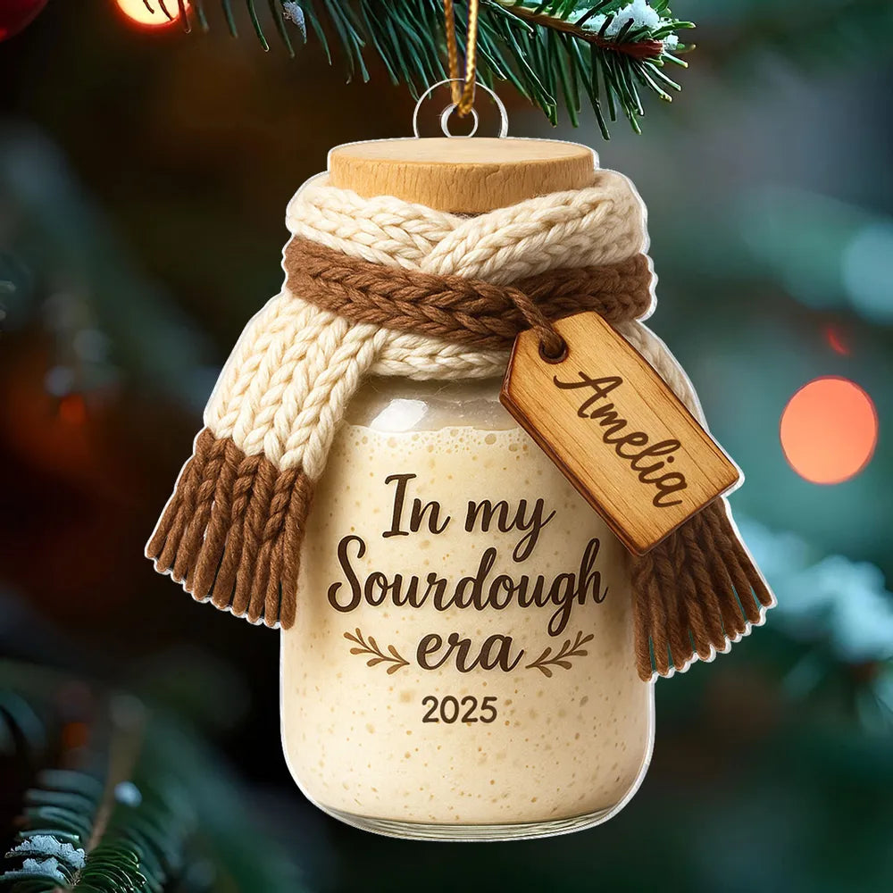 Personalized Acrylic Ornament In My Sourdough Era Cute Jar Design Christmas Tree Decor Unique Gift for Bakers