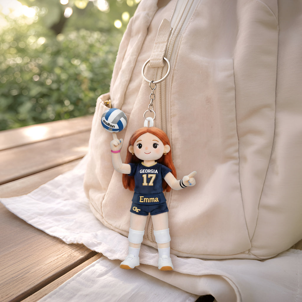 Custom Any Photo, Any Sport - Personalized Volleyball Plush Keychain