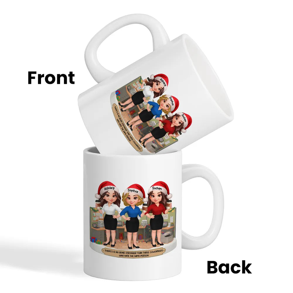 Personalized White Ceramic Mug for Coworkers – Funny Office Scene, Custom Work Besties, Unique Gift for Colleagues