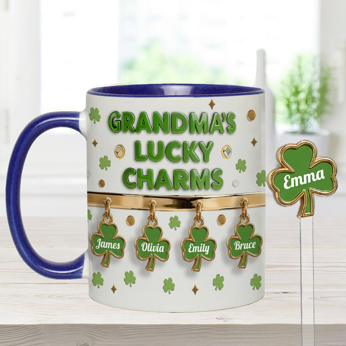 Grandma's Lucky Charms - Personalized Grandma Set Accent Mug With Acrylic Stirrers