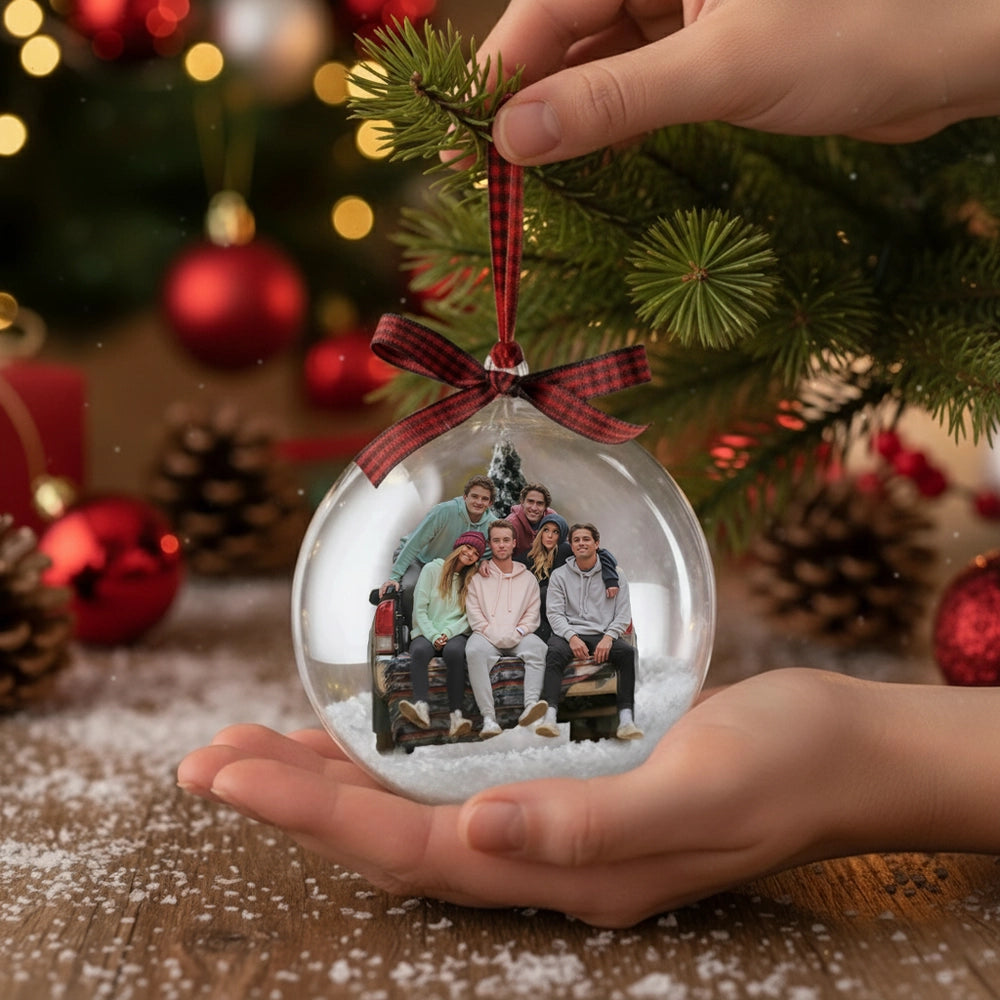 Clear Snow Globe Ornament, Creative Acrylic Keepsake for the Christmas Tree, A Heartwarming Gift for Family or Friends