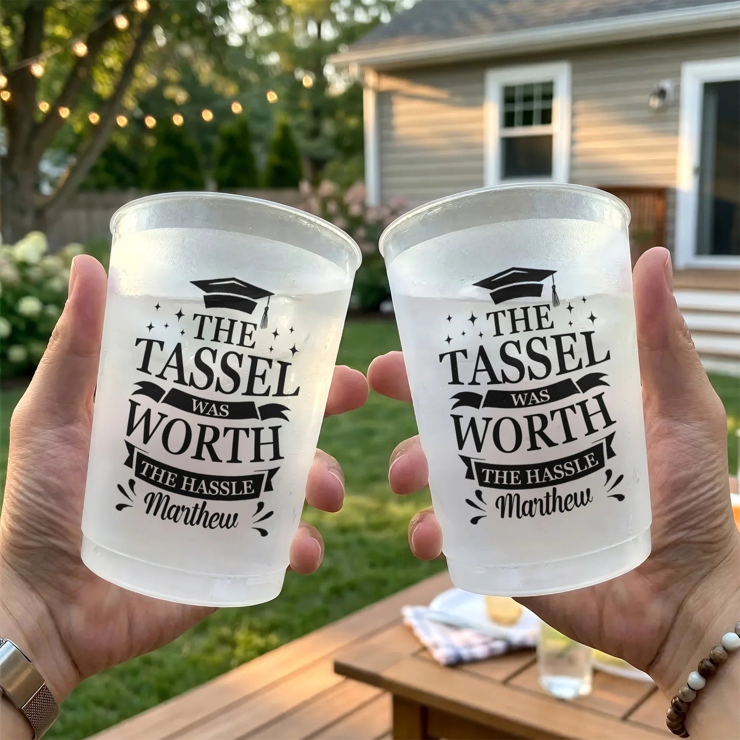 Personalized Frosted Plastic Cup with Graduation Cap Congrats You Did It Design, Unique Graduation Party Gift