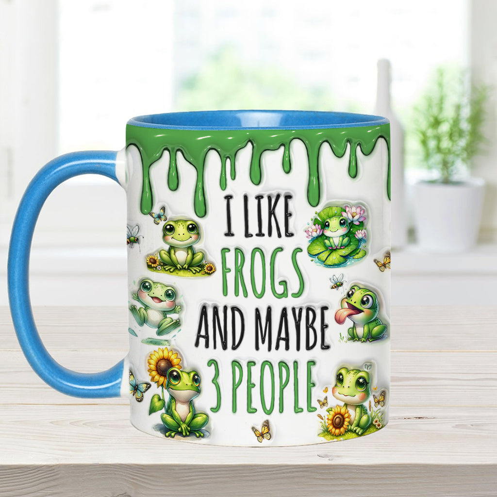 I Like Frogs & Maybe 3 People - Personalized Frog Accent Mug