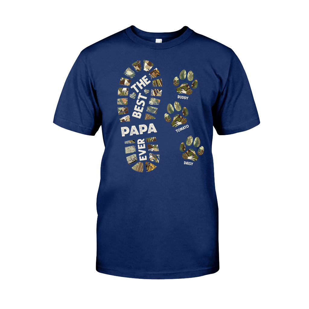 Dad Foot Print Paw Prints - Personalized Father T-shirt And Hoodie