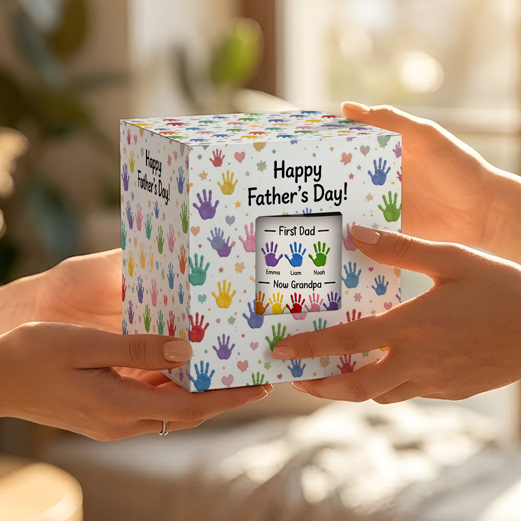 First Dad, Now Grandpa - Personalized Grandpa Accent Mug With Gift Box