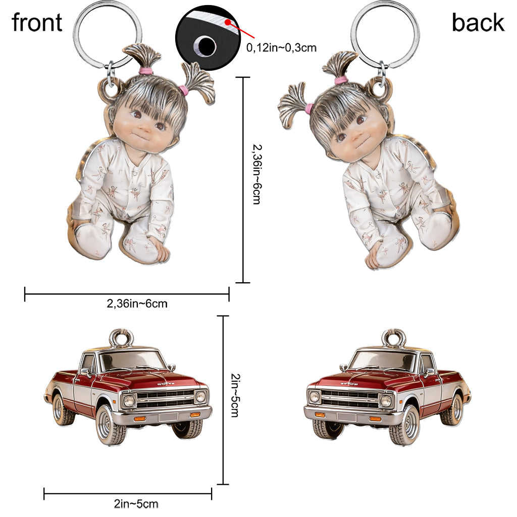Drive Safe Daddy - Personalized Father Premium Keychain With Charms