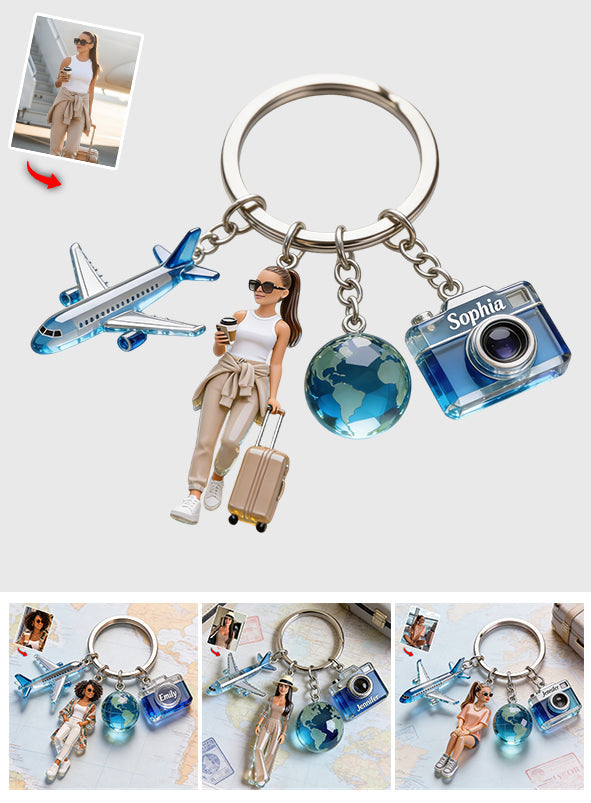 Custom Any Photo - Personalized Travelling Premium Keychain With Charms