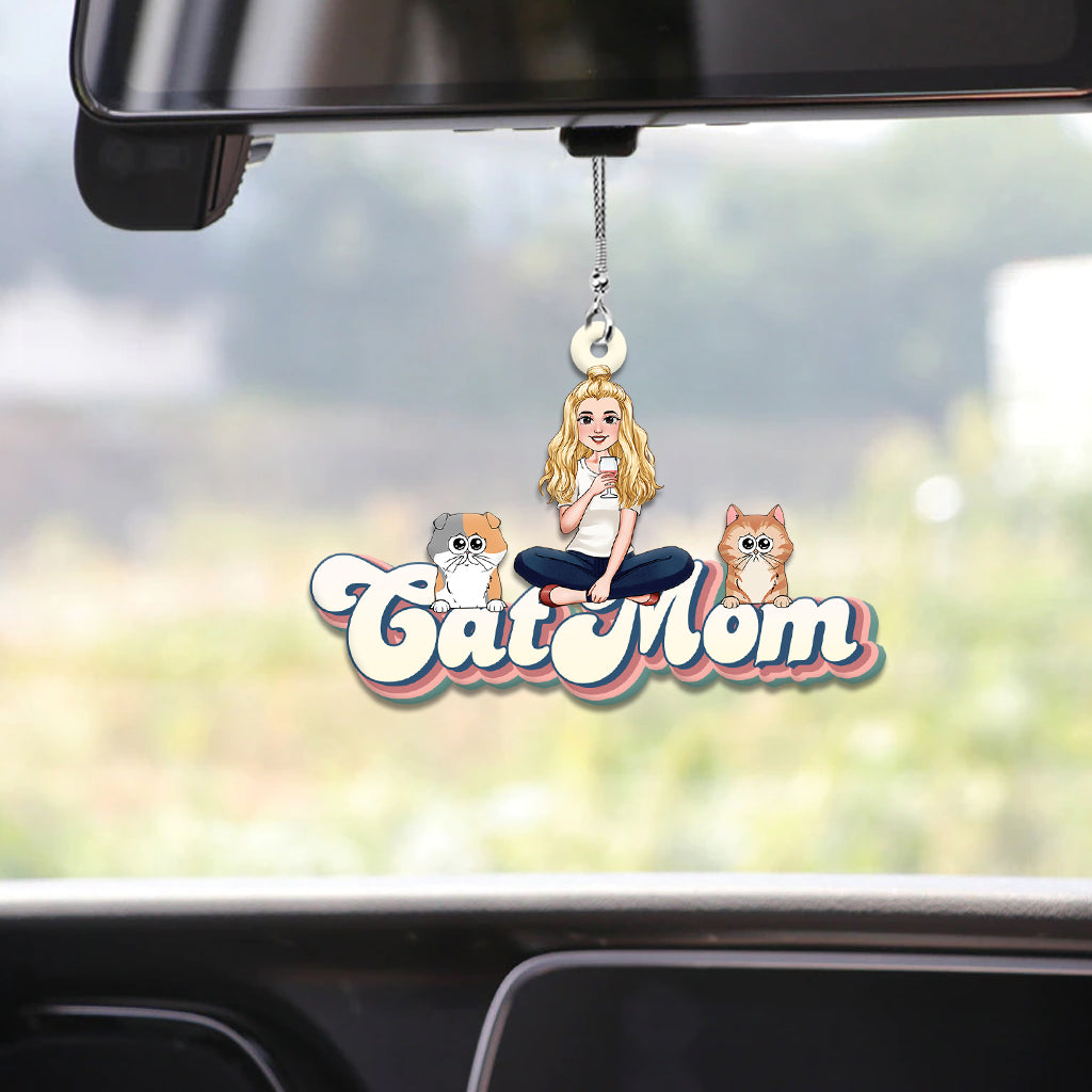 Cat Mom Dog Mom Cat Dad Dog Dad Pet Lover - Personalized Cat Car Ornament