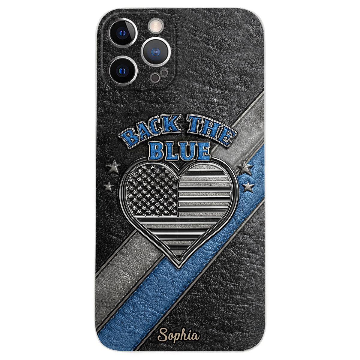 Back the Blue - Personalized Police Officer Leather Phone Case