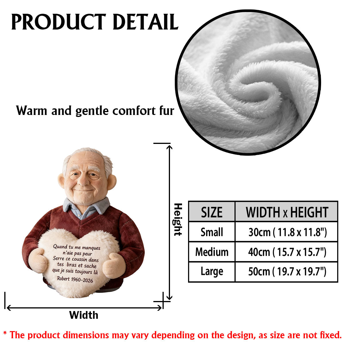 Coussin commémoratif personnalisé à partir d’une photo - Almohada Conmemorativa Personalizada de Piel Sintética Premium