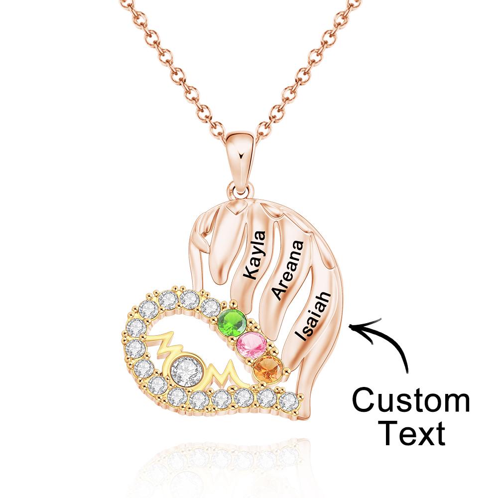 Our Family - Personalized Family Gold Heart Necklace With Birthstones