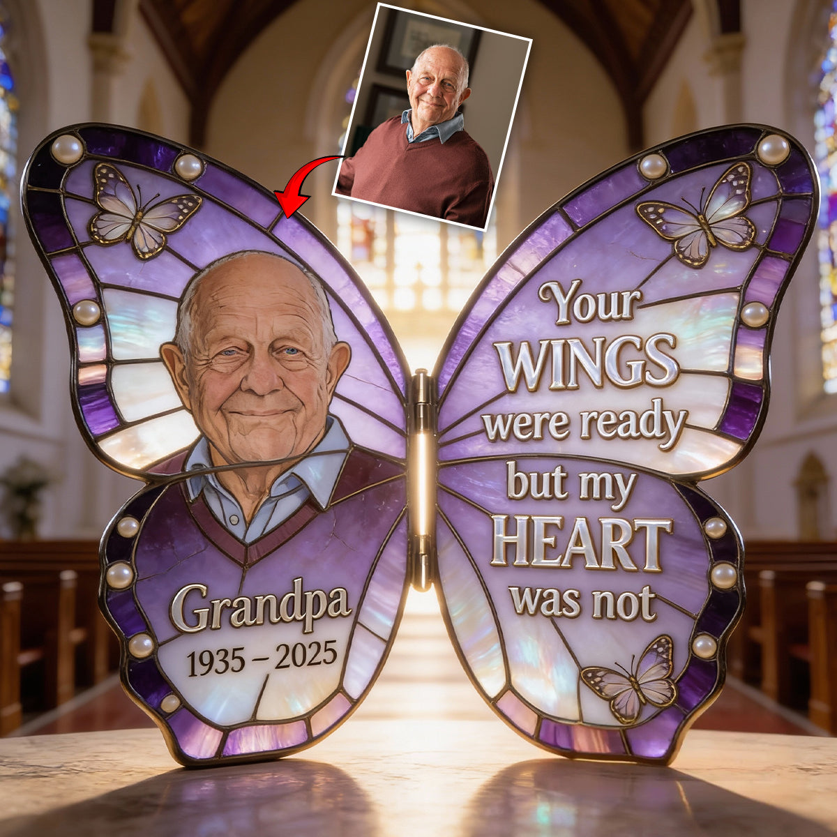 Custom From Any Photo - Your Wings Were Ready - Personalized Memorial Acrylic Diptych