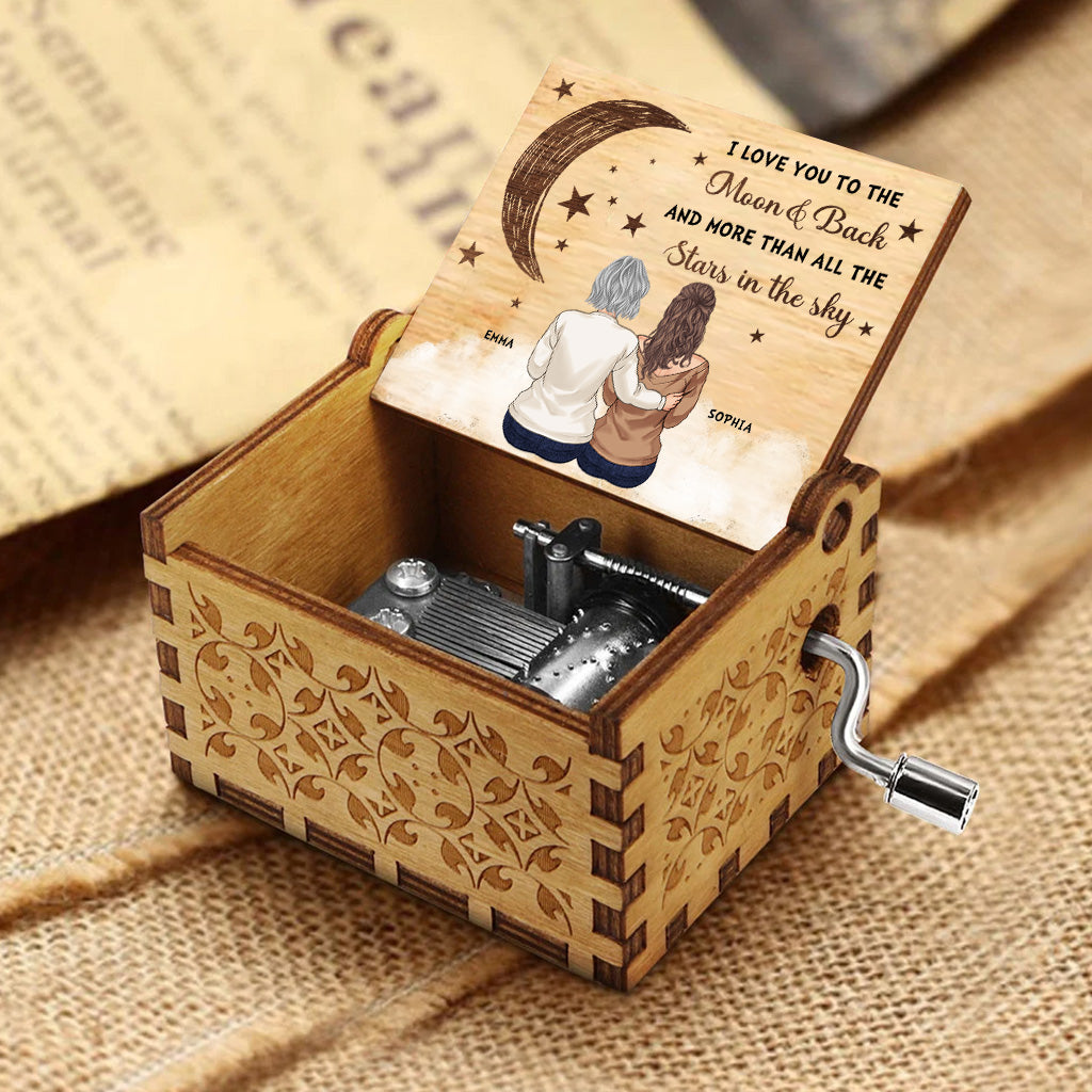 To The Moon And Back - Personalized Mother's day Mother Hand Crank Music Box