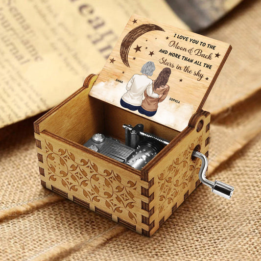 To The Moon And Back - Personalized Mother's day Mother Hand Crank Music Box
