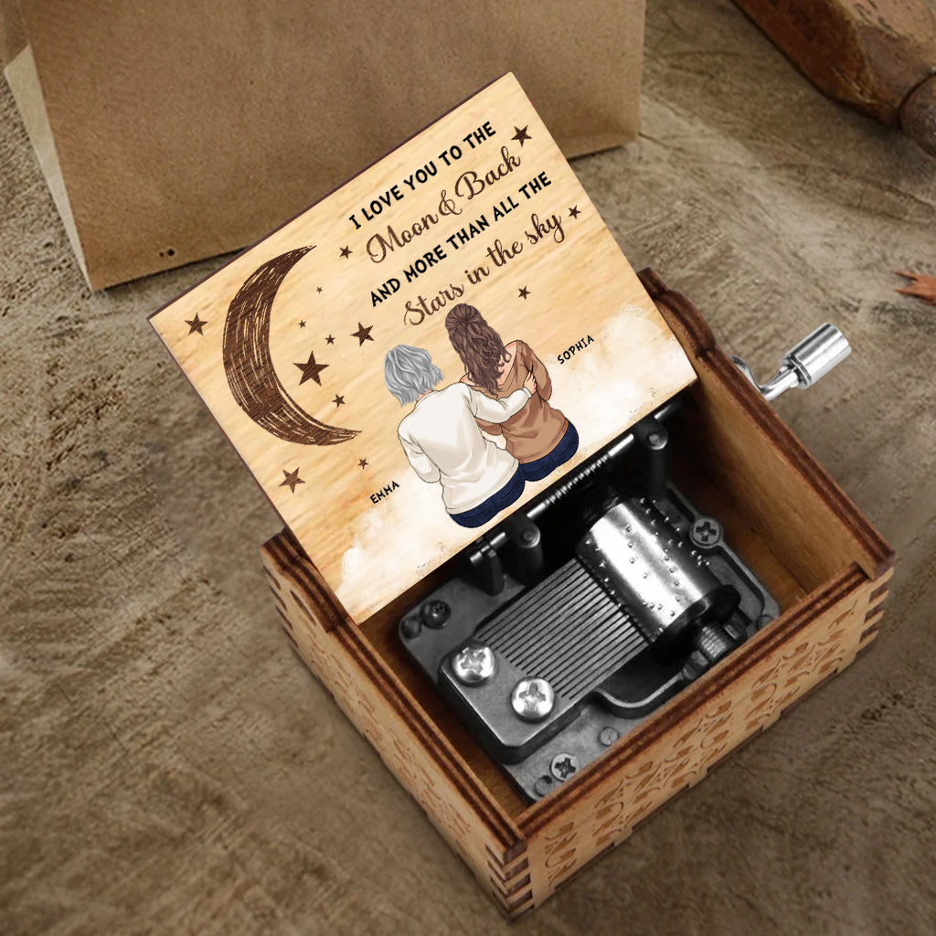 To The Moon And Back - Personalized Mother's day Mother Hand Crank Music Box