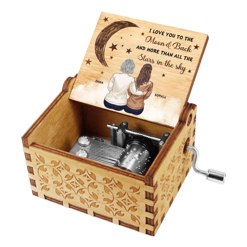 To The Moon And Back - Personalized Mother's day Mother Hand Crank Music Box