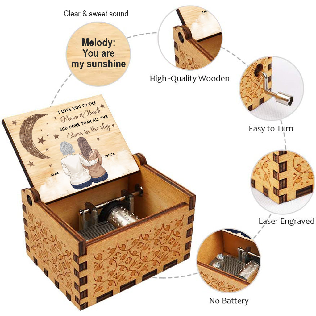 To The Moon And Back - Personalized Mother's day Mother Hand Crank Music Box